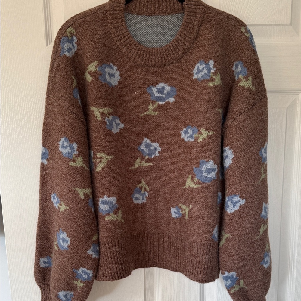 Heavy Floral Brown Sweater